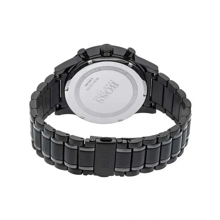 Hugo Boss 1513180 Chronograph Black Dial Black Steel Strap Watch for Men Hugo Boss