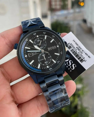 Hugo Boss 1513824 Globetrotter Black Dial Black Steel Strap Watch for Men Hugo Boss