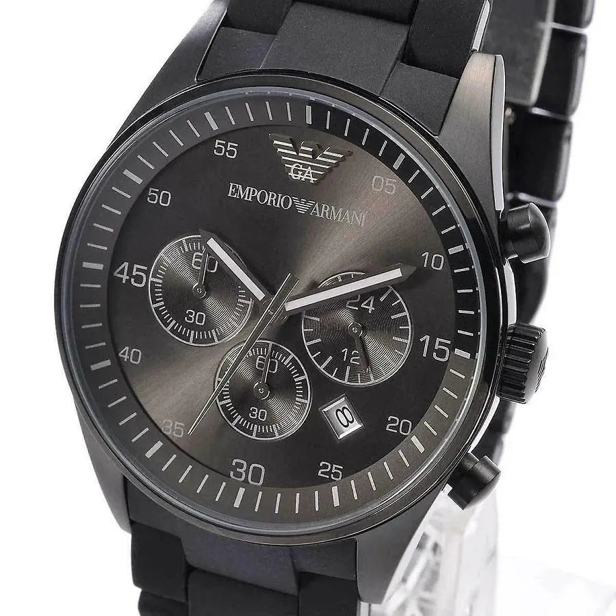 Emporio Armani AR5889 Sportivo Chronograph Black Dial Black Stainless Steel Watch For Men Emporio Armani