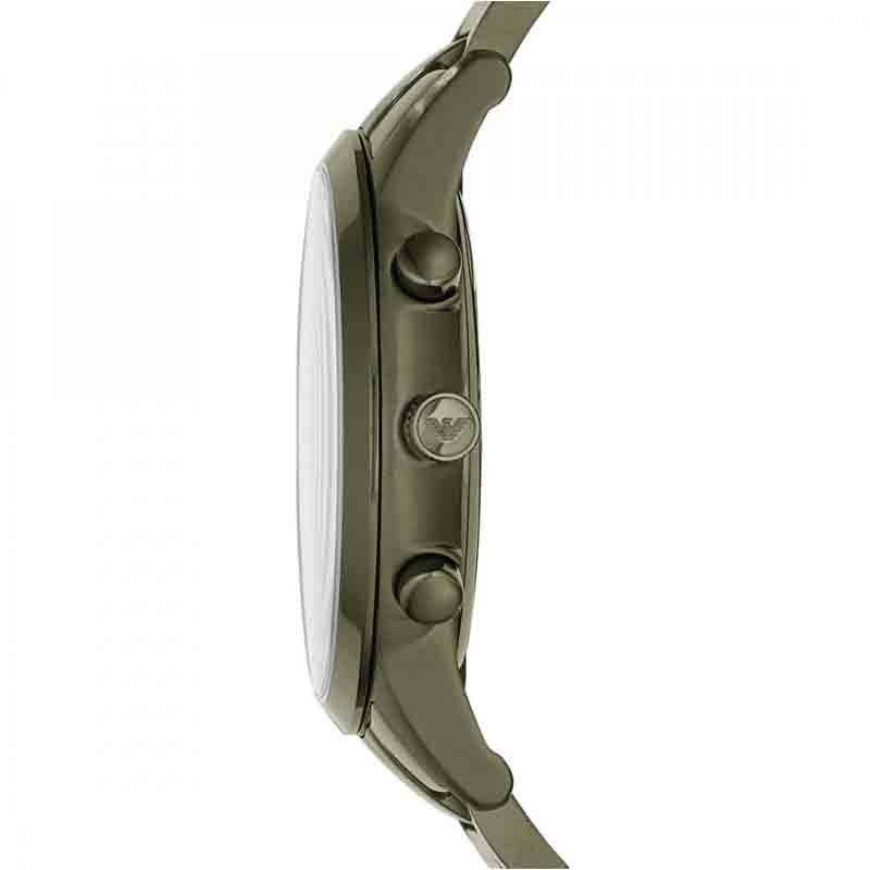 Emporio Armani AR11117 Renato Chronograph Quartz Grey Dial Green Steel Strap Watch For Men Emporio Armani