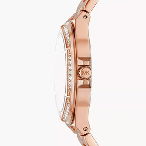 Michael Kors MK7405 Lennox Quartz Rose Gold Dial Rose Gold Steel Strap Watch For Women Michael Kros