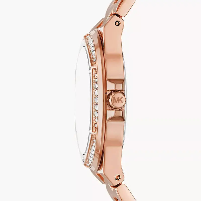 Michael Kors MK7405 Lennox Quartz Rose Gold Dial Rose Gold Steel Strap Watch For Women Michael Kros