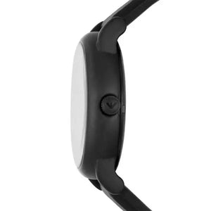 Emporio Armani AR60032 Meccanico Quartz Black Dial Black Leather Strap Watch For Men Emporio Armani