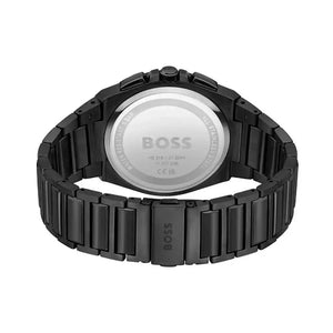 Hugo Boss 1514068 Steer Analog Black Dial Black Steel Strap Watch For Men Hugo Boss