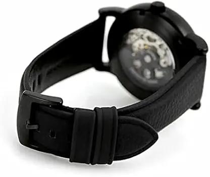 Emporio Armani AR60032 Meccanico Quartz Black Dial Black Leather Strap Watch For Men Emporio Armani