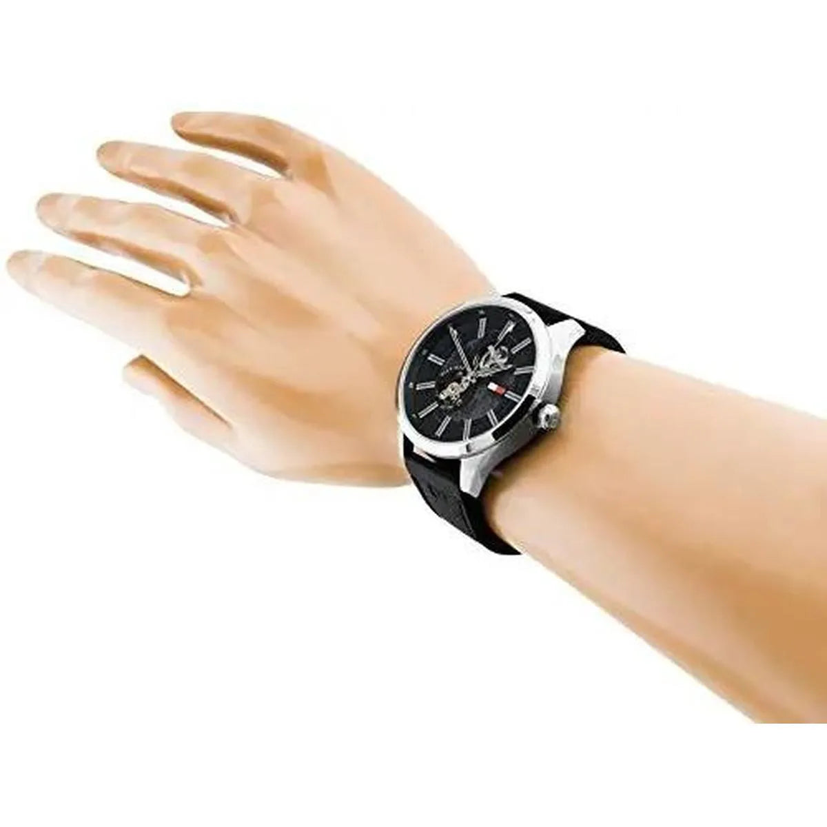 Tommy Hilfiger 1791641 Spencer Skeleton Black Dial Black Leather Strap Watch for Men Tommy Hilfiger