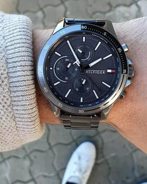 Tommy Hilfiger 1791719 Bank Grey Dial Grey Steel Strap Watch for Men Tommy Hilfiger