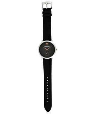 Emporio Armani AR11162 Modern Slim Quartz Grey Dial Black Leather Strap Watch For Men Emporio Armani