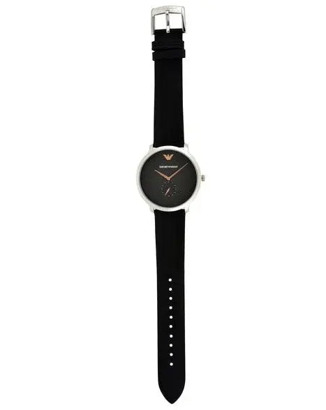 Emporio Armani AR11162 Modern Slim Quartz Grey Dial Black Leather Strap Watch For Men Emporio Armani