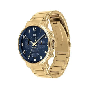 Tommy Hilfiger 1710384 Daniel Chronograph Blue Dial Gold Steel Strap Watch for Men Tommy Hilfiger