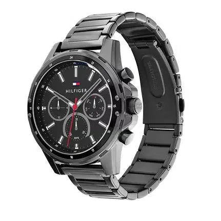 Tommy Hilfiger 1791935 Mason Chronograph Black Dial Black Steel Strap Watch For Men Tommy Hilfiger