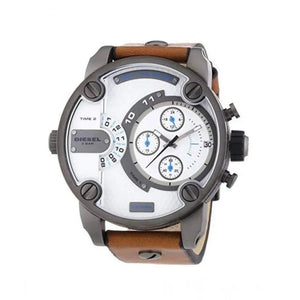Diesel DZ7269 SBA Dual Time Chronograph White Dial Brown Leather Strap Watch For Men Diesel