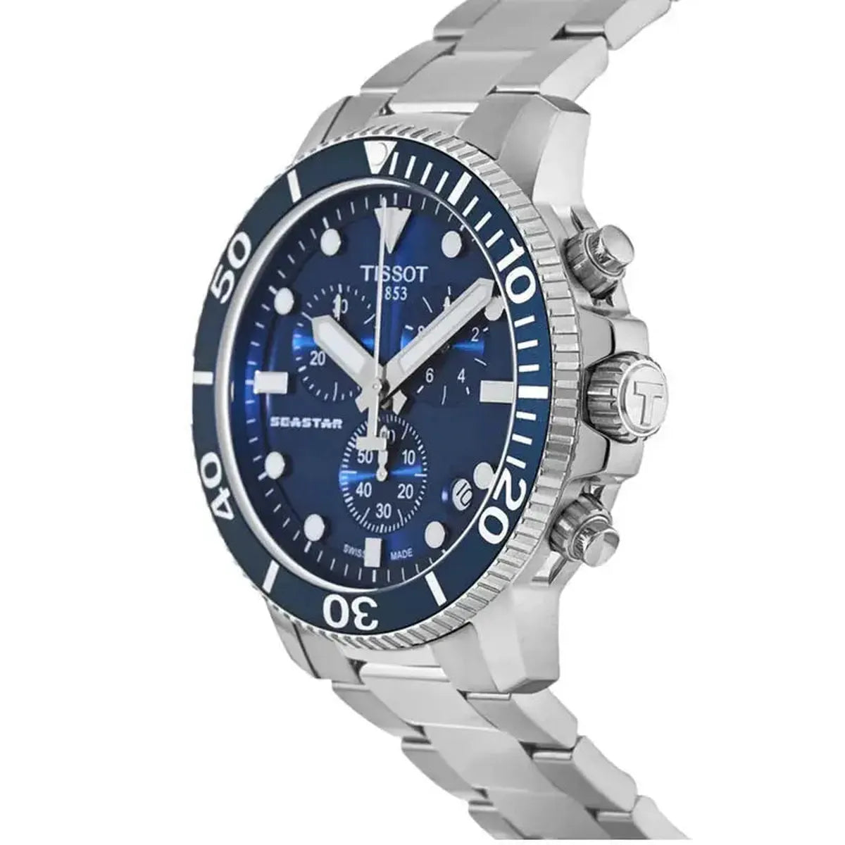Tissot SeastarT120.417.11.041.00 Chronograph Blue Dial Silver Steel Strap Watch For Men - T120.417.11.041.00 Tissot