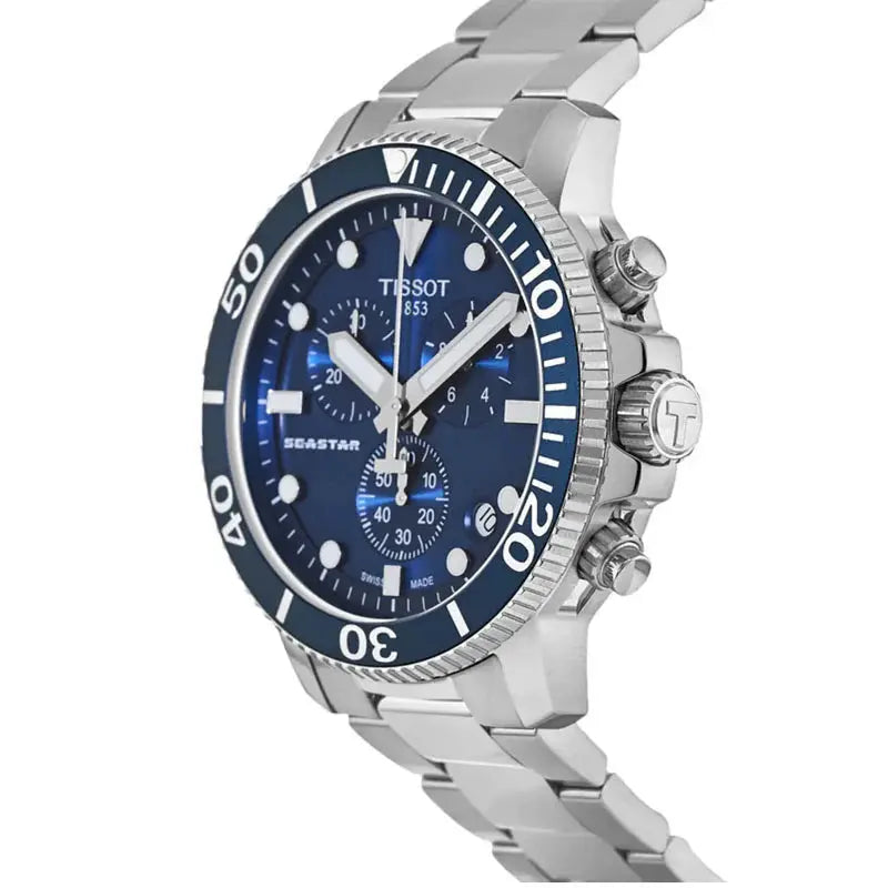 Tissot SeastarT120.417.11.041.00 Chronograph Blue Dial Silver Steel Strap Watch For Men - T120.417.11.041.00 Tissot