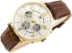 Tommy Hilfiger 1791291  Keagan Quartz Silver Dial Brown Leather Strap Watch for Men Tommy Hilfiger
