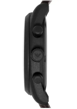 Emporio Armani AR6078 Sportivo Chronograph Beige Dial Brown Leather Strap Watch For Men Emporio Armani