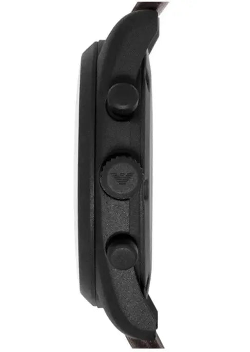 Emporio Armani AR6078 Sportivo Chronograph Beige Dial Brown Leather Strap Watch For Men Emporio Armani