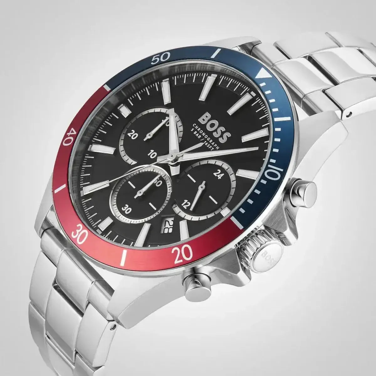 Hugo Boss 1514108 Troper Chronograph Black Dial Silver Steel Strap Watch For Men Hugo Boss