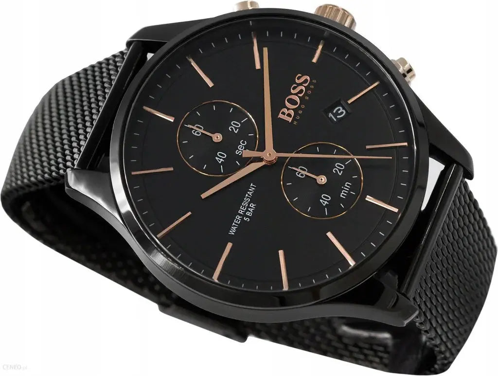Hugo Boss 1513811 Associate Black Dial Black Mesh Bracelet Watch for Men Hugo Boss