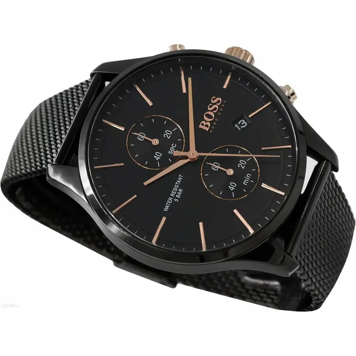 Hugo Boss 1513811 Associate Black Dial Black Mesh Bracelet Watch for Men Hugo Boss