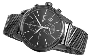 Hugo Boss 1513769 Associate Black Dial Black Mesh Bracelet Watch for Men Hugo Boss