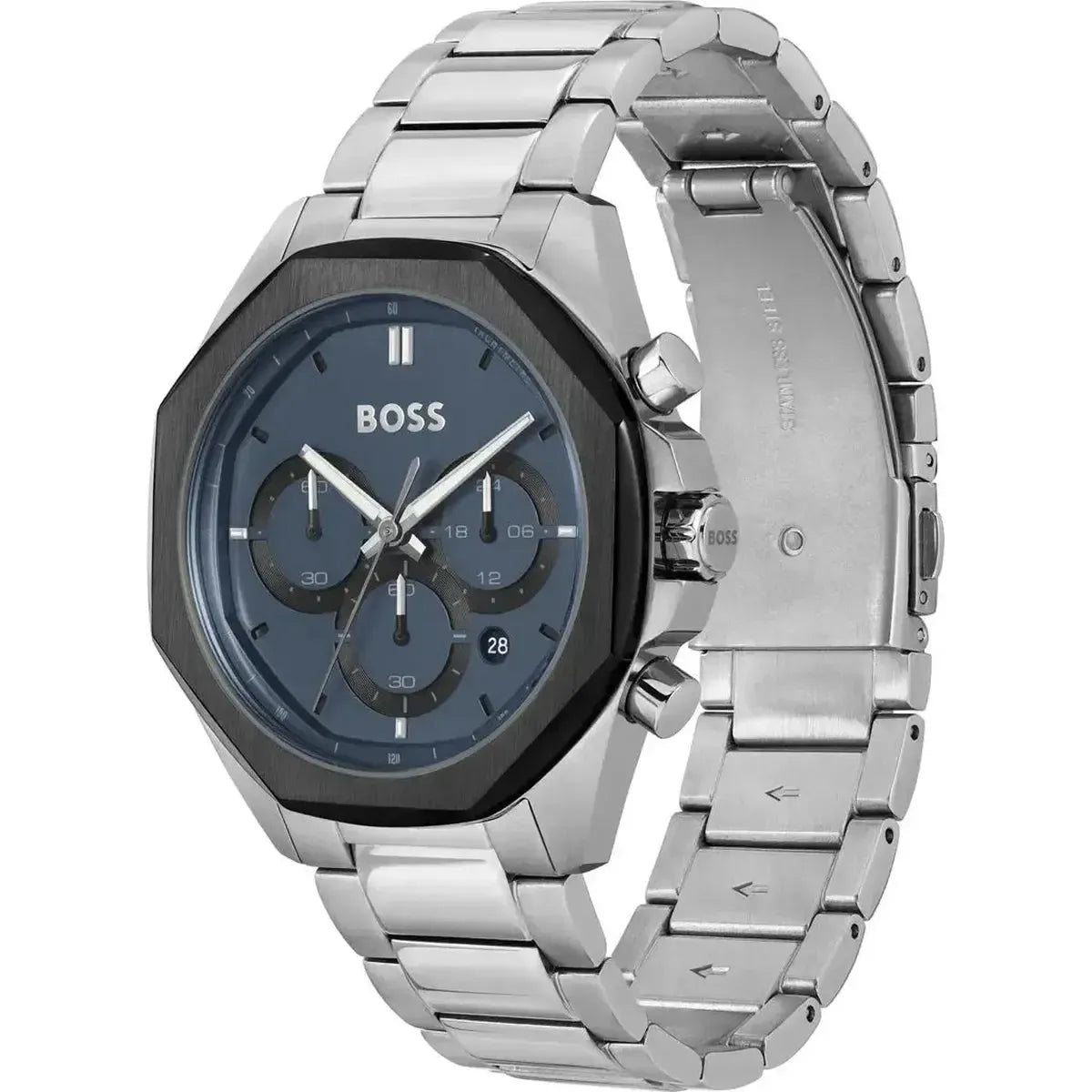 Hugo Boss 1514015 Cloud Chronograph Blue Dial Silver Steel Strap Watch For Men Hugo Boss