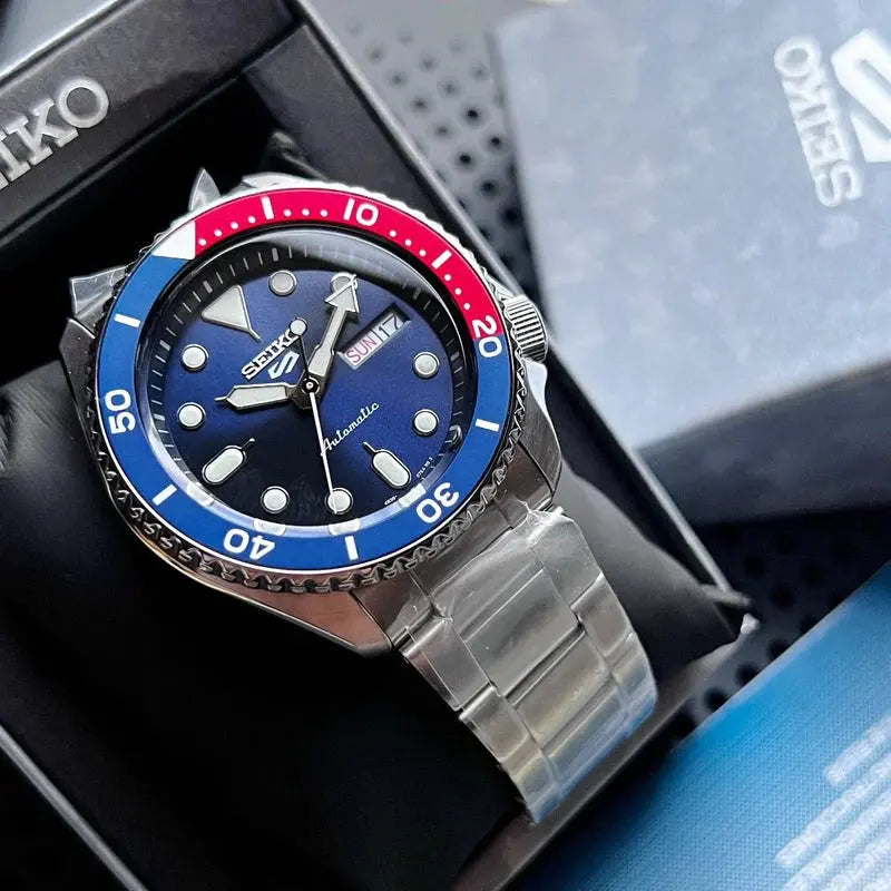 Seiko SRPD53K1 5 Sports Automatic Blue Dial Silver Steel Strap Watch For Men Seiko