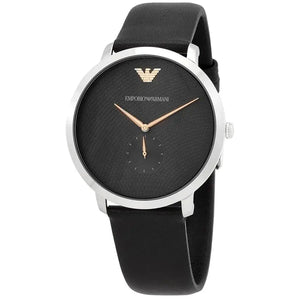 Emporio Armani AR11162 Modern Slim Quartz Grey Dial Black Leather Strap Watch For Men Emporio Armani