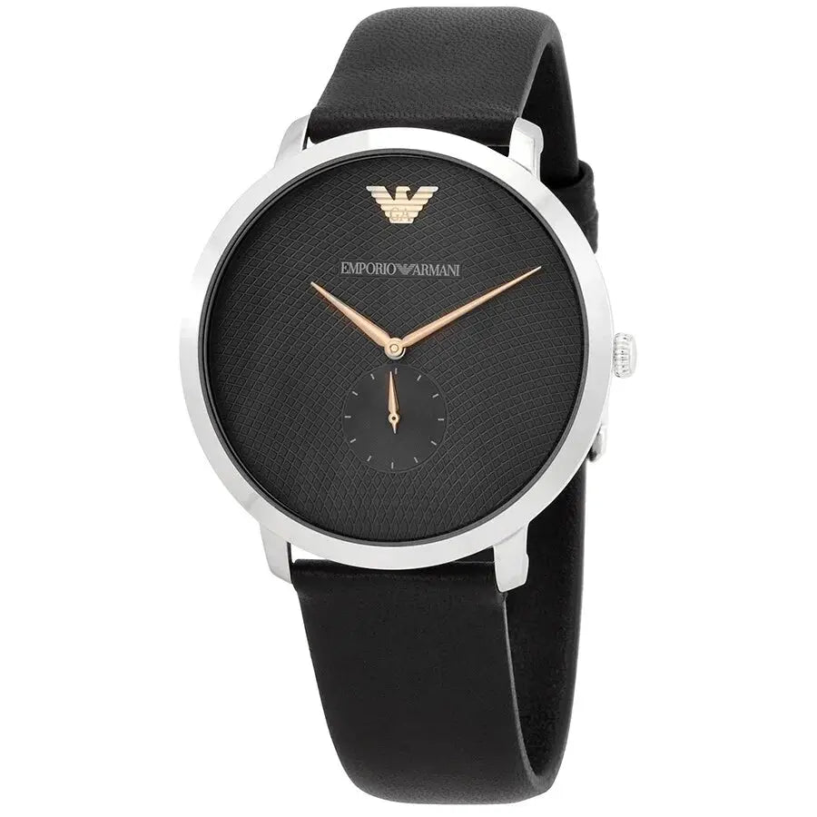 Emporio Armani AR11162 Modern Slim Quartz Grey Dial Black Leather Strap Watch For Men Emporio Armani