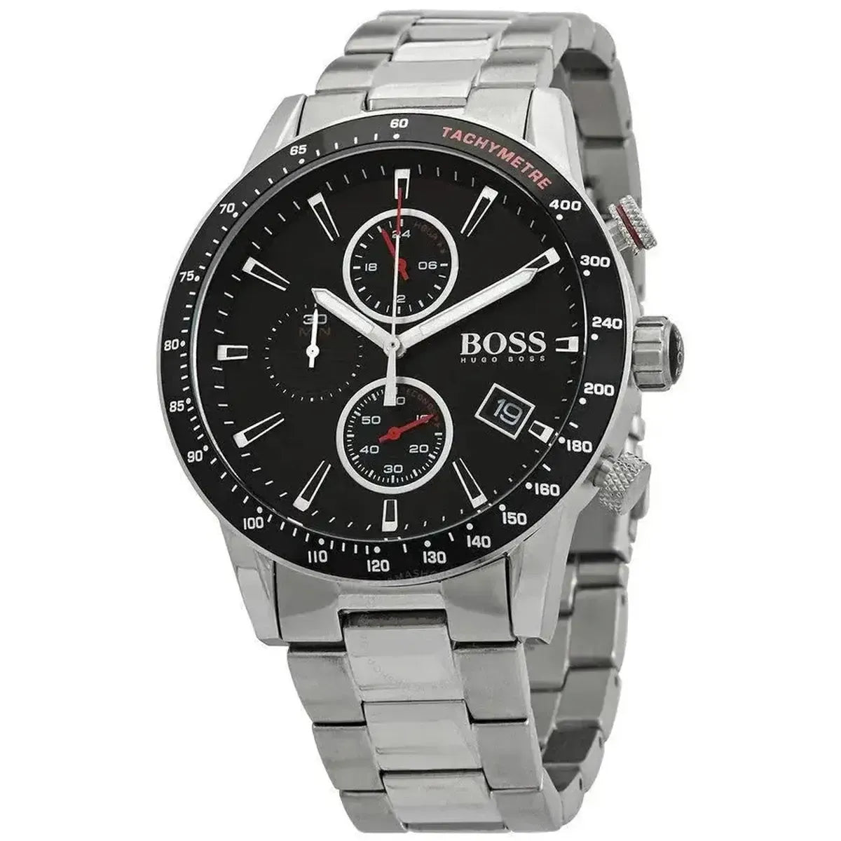 Hugo Boss 1513509 Rafale Chronograph Black Dial Silver Steel Strap Watch for Men Hugo Boss