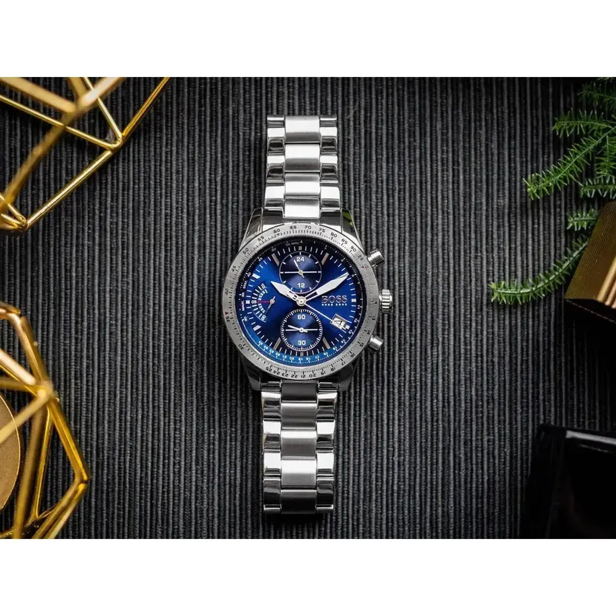 Hugo Boss 1513850 Pilot Blue Dial Silver Steel Strap Watch for Men Hugo Boss