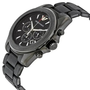 Emporio Armani AR6092 Sportivo Chronograph Black Dial Black Silicone Strap Watch For Men Emporio Armani