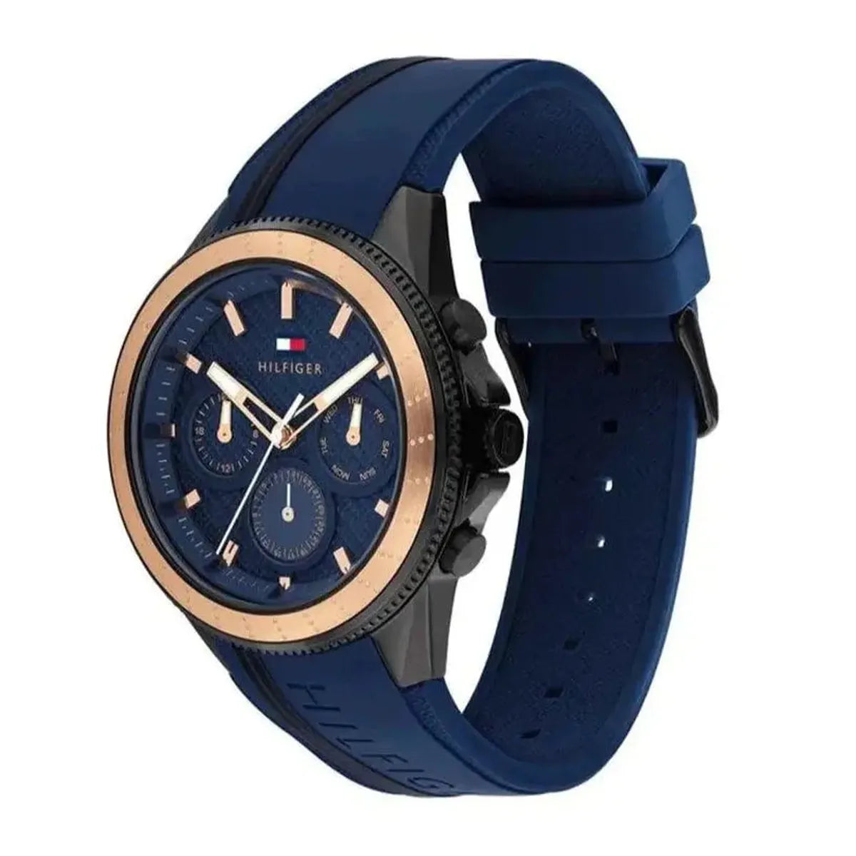 Tommy Hilfiger 1791860 Aiden Chronograph Blue Dial Blue Silicone Strap Watch For Men Tommy Hilfiger