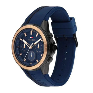 Tommy Hilfiger 1791860 Aiden Chronograph Blue Dial Blue Silicone Strap Watch For Men Tommy Hilfiger