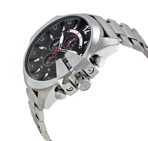 Diesel DZ4308 Mega Chief Chronograph Black Dial Silver Steel Strap Watch For Men Diesel