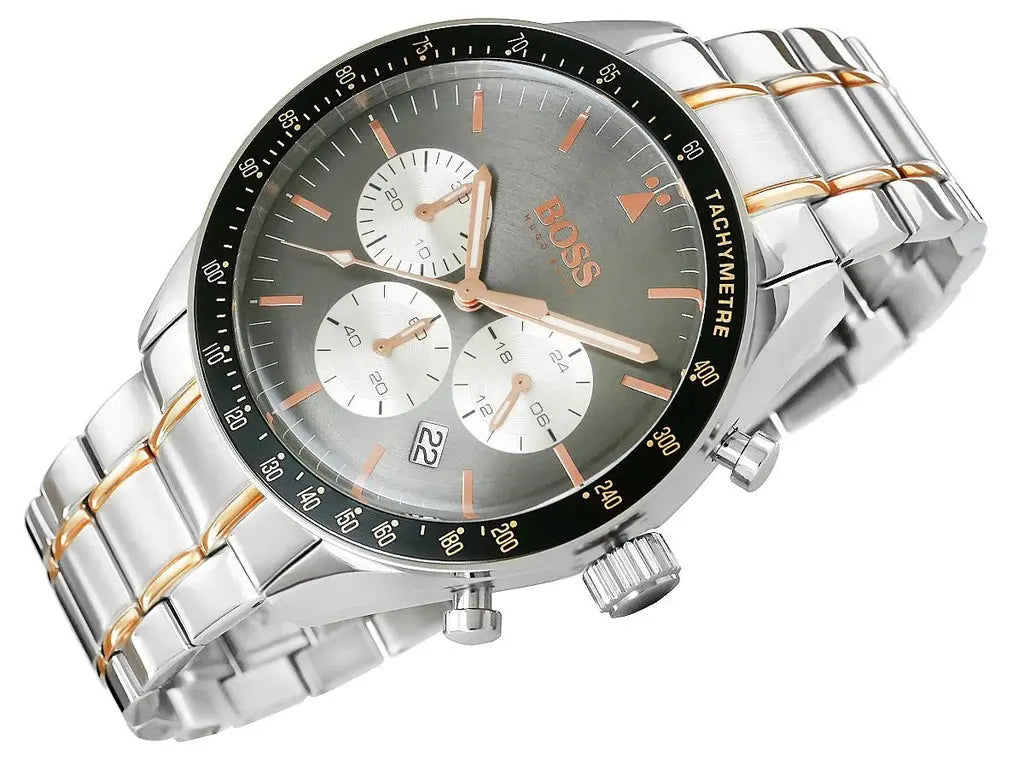 Hugo Boss 1513634 Trophy Chronograph Grey Dial Silver Steel Strap Watch for Men Hugo Boss