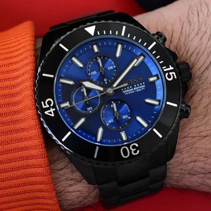 Hugo Boss 1513743 Ocean Edition Navy Blue Dial Black Steel Strap Watch for Men Hugo Boss
