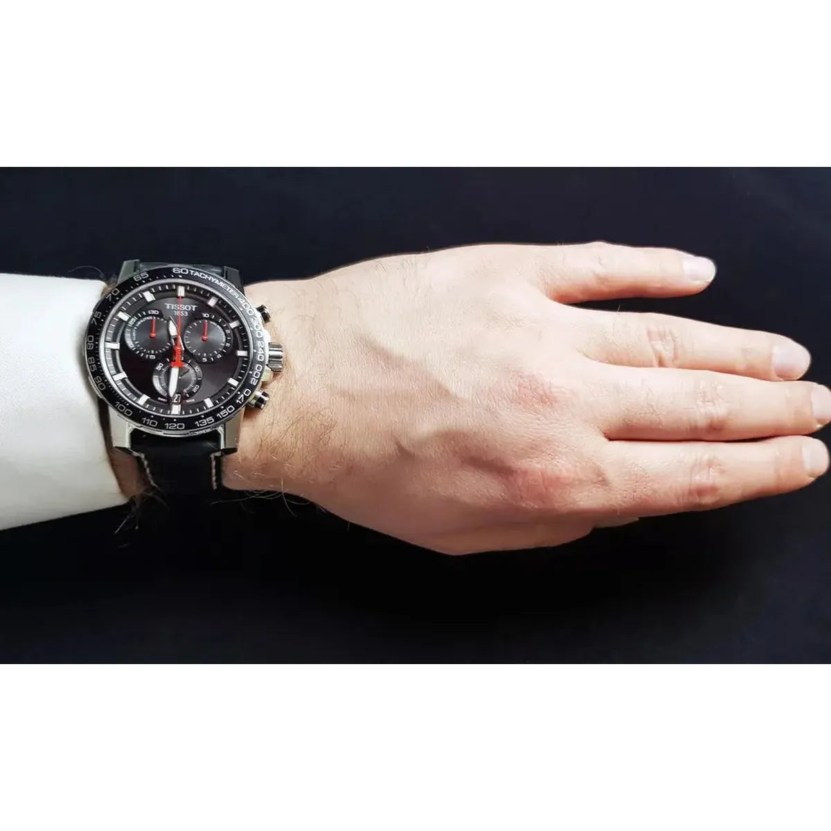 Tissot T125.617.16.051.00 Supersport Chrono Black Dial Black Leather Strap Watch for Men Tissot