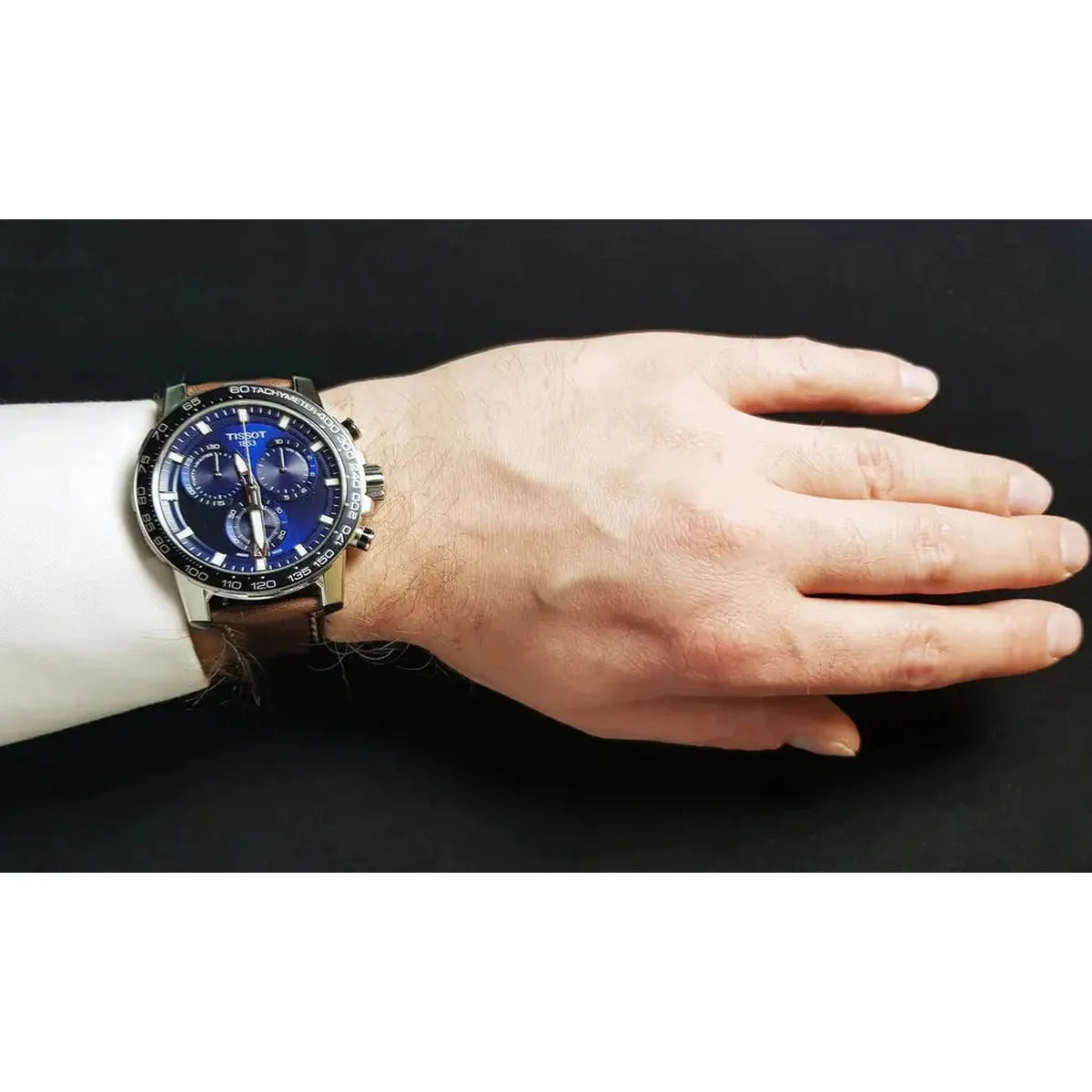 Tissot T125.617.16.041.00 Supersport Chrono Blue Dial Brown Leather Strap Watch For Men Tissot