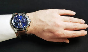 Tissot T125.617.16.041.00 Supersport Chrono Blue Dial Brown Leather Strap Watch For Men Tissot