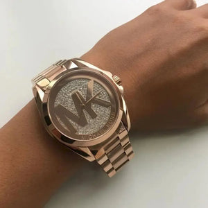 Michael Kors MK6437 Bradshaw Rose Gold Dial Rose Gold Steel Strap Watch for Women Michael Kros