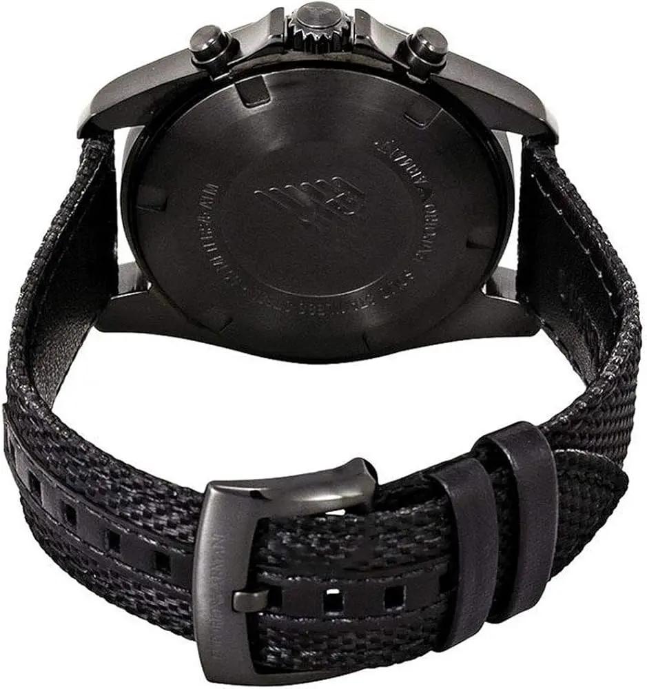 Emporio Armani AR6131 Sigma Chronograph Black Dial Black Leather Strap Watch For Men Emporio Armani