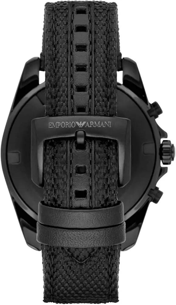 Emporio Armani AR6131 Sigma Chronograph Black Dial Black Leather Strap Watch For Men Emporio Armani