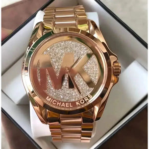 Michael Kors MK6437 Bradshaw Rose Gold Dial Rose Gold Steel Strap Watch for Women Michael Kros
