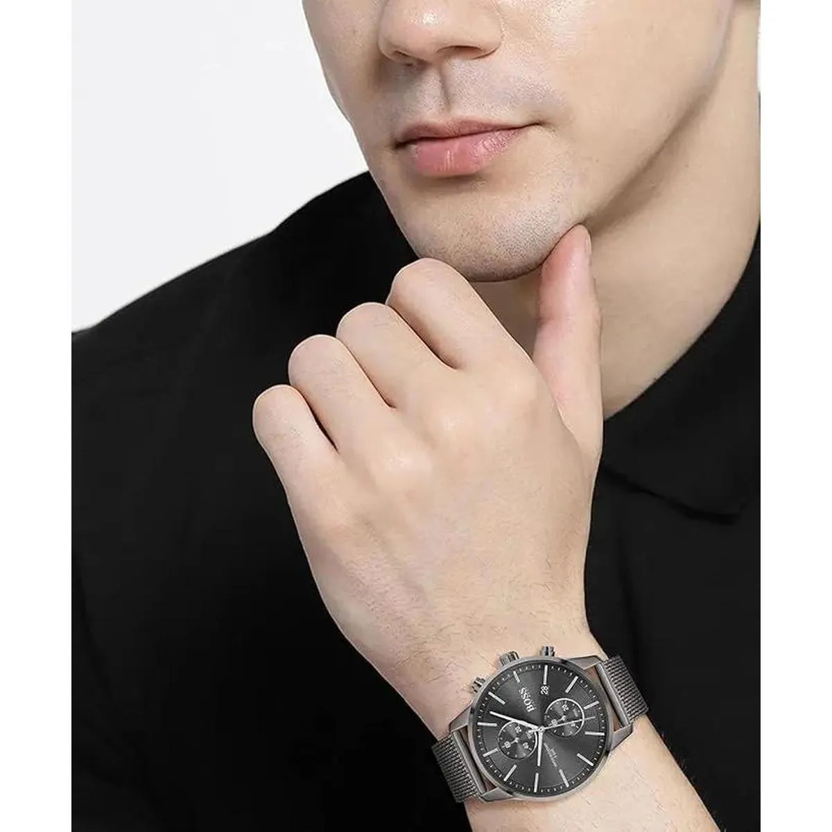 HUGO BOSS 1513870 Chronograph Quartz Watch for Men with Grey Stainless Steel mesh Bracelet Hugo Boss