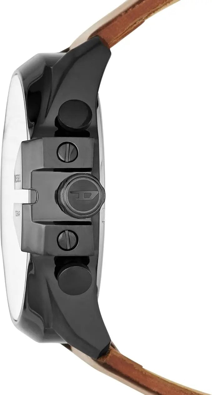 DIESEL DZ4343 Mega Chief Series Watch for Men, Chronograph Movement with Leather Strap Diesel