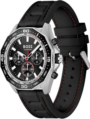 Hugo Boss 1513969 Chronograph Quartz Watch for Men with Black Silicone Bracelet Hugo Boss