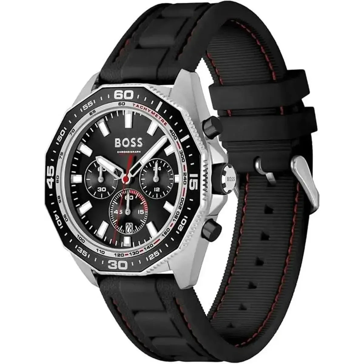 Hugo Boss 1513969 Chronograph Quartz Watch for Men with Black Silicone Bracelet Hugo Boss