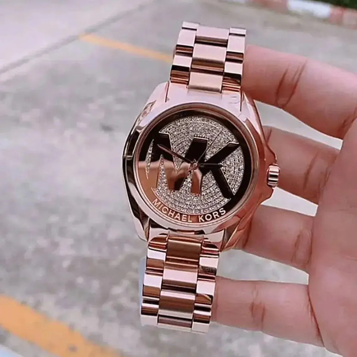 Michael Kors MK6437 Bradshaw Rose Gold Dial Rose Gold Steel Strap Watch for Women Michael Kros