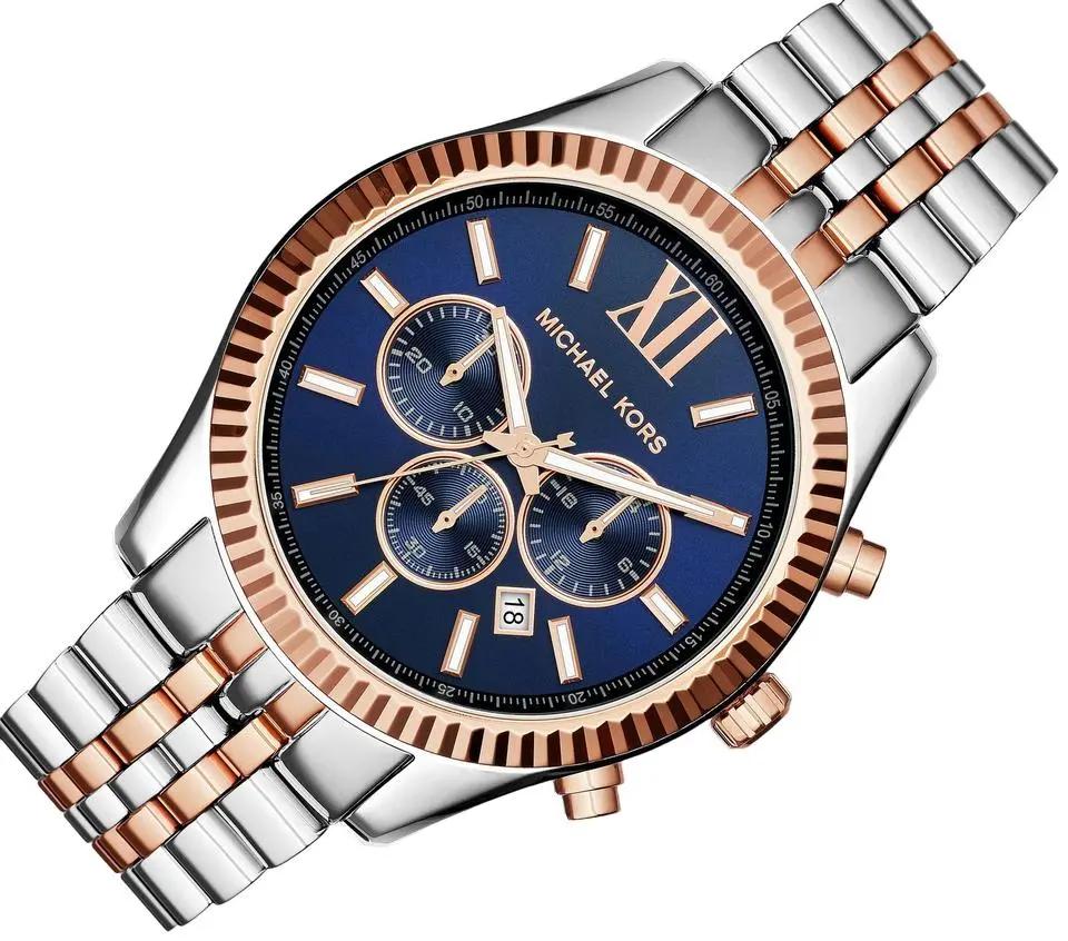 Michael Kors MK8412 Lexington Blue Dial Two Tone Steel Strap Watch for Men Michael Kros